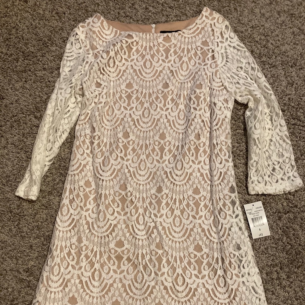 White 3/4 sleeve dress